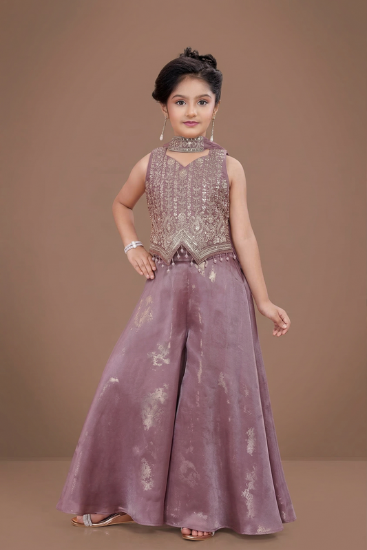 Dusty Lavender Colour Plazo Set(GE-GPZS_9913)