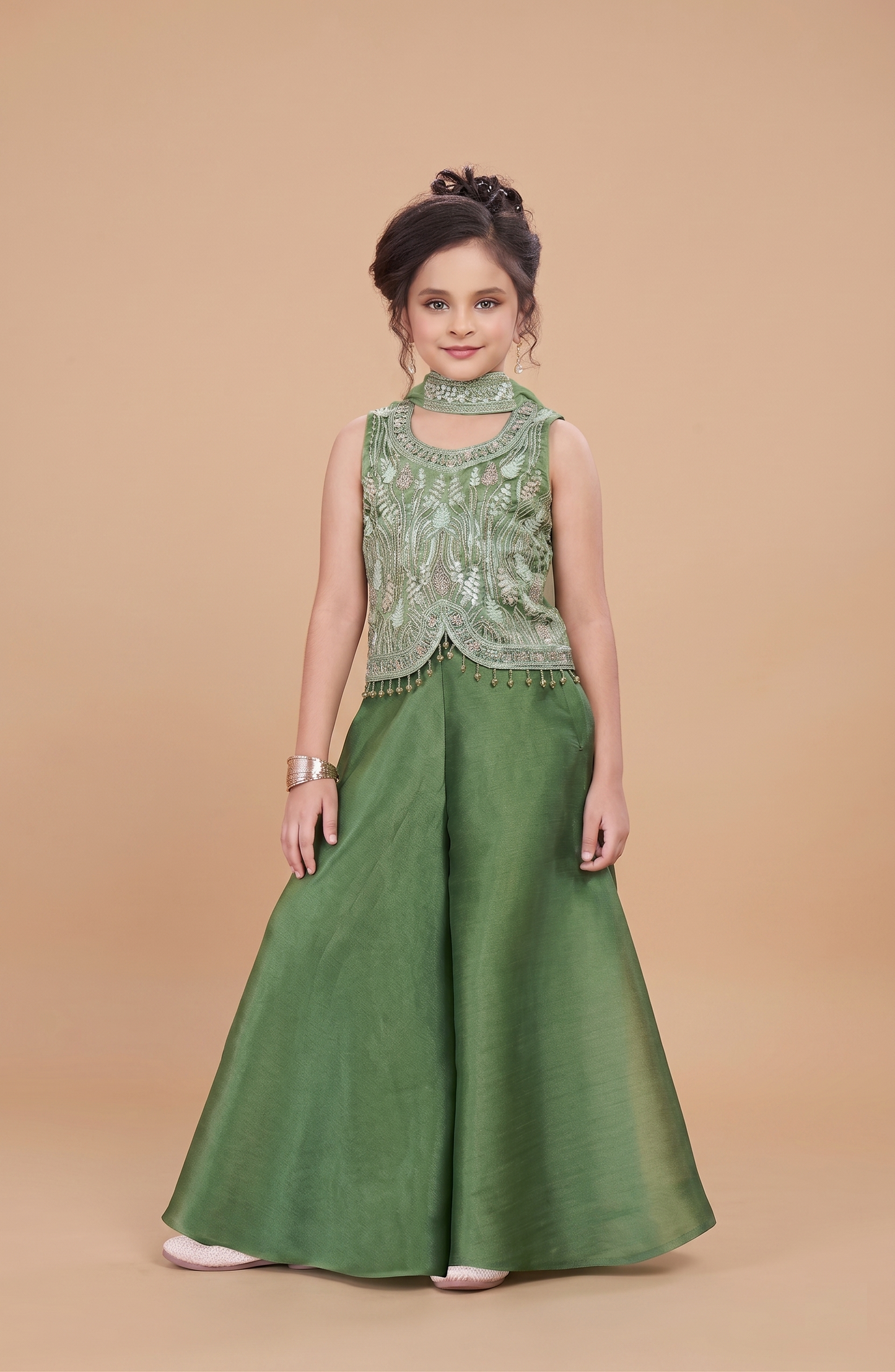Green Colour Plazo Set(GE-GPZS_9915)