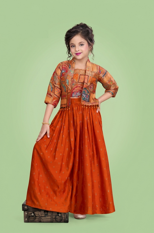 Orange Colour Plazo Set(GE-GPZS_9918)