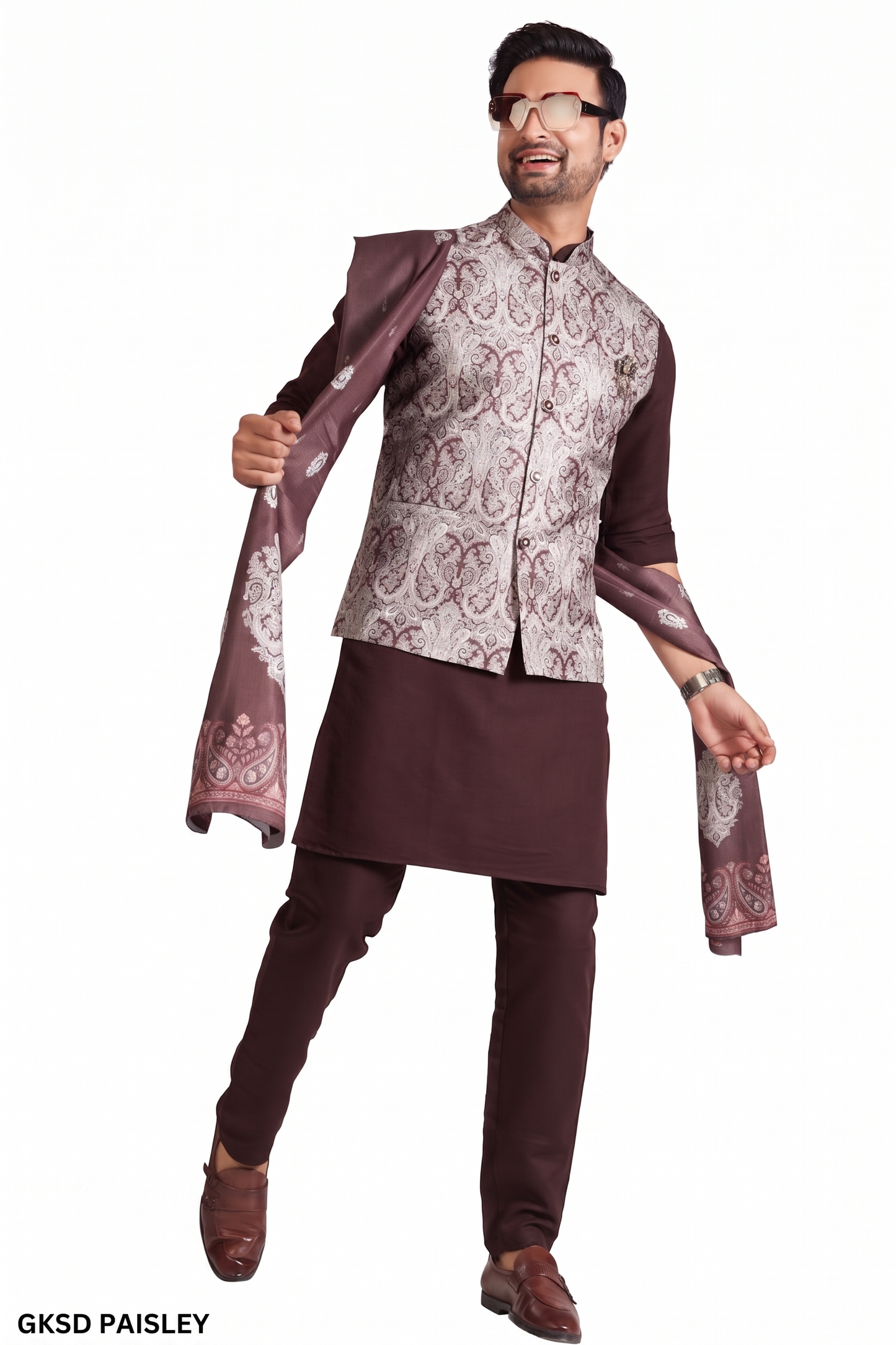 Brown Colour Bundi Set(ME-MBUS_GKSD PAISLEY)