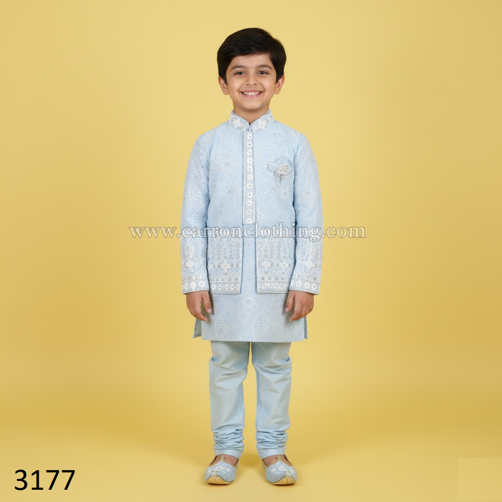 Sky Blue Colour Jacket Kurta Set(BE-BBUS_3177)