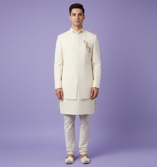 Cream Colour Sherwani(ME-MSRW_11290)