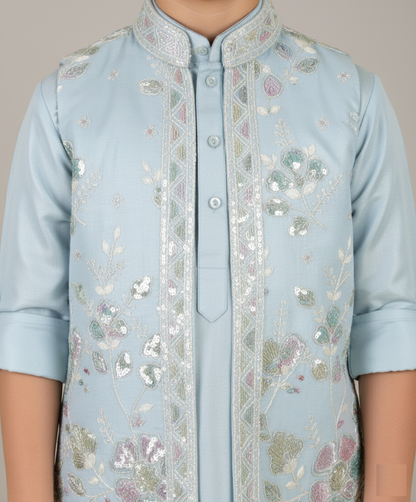 Sky Blue Colour Jacket Kurta Set(BE-BBUS_3710)