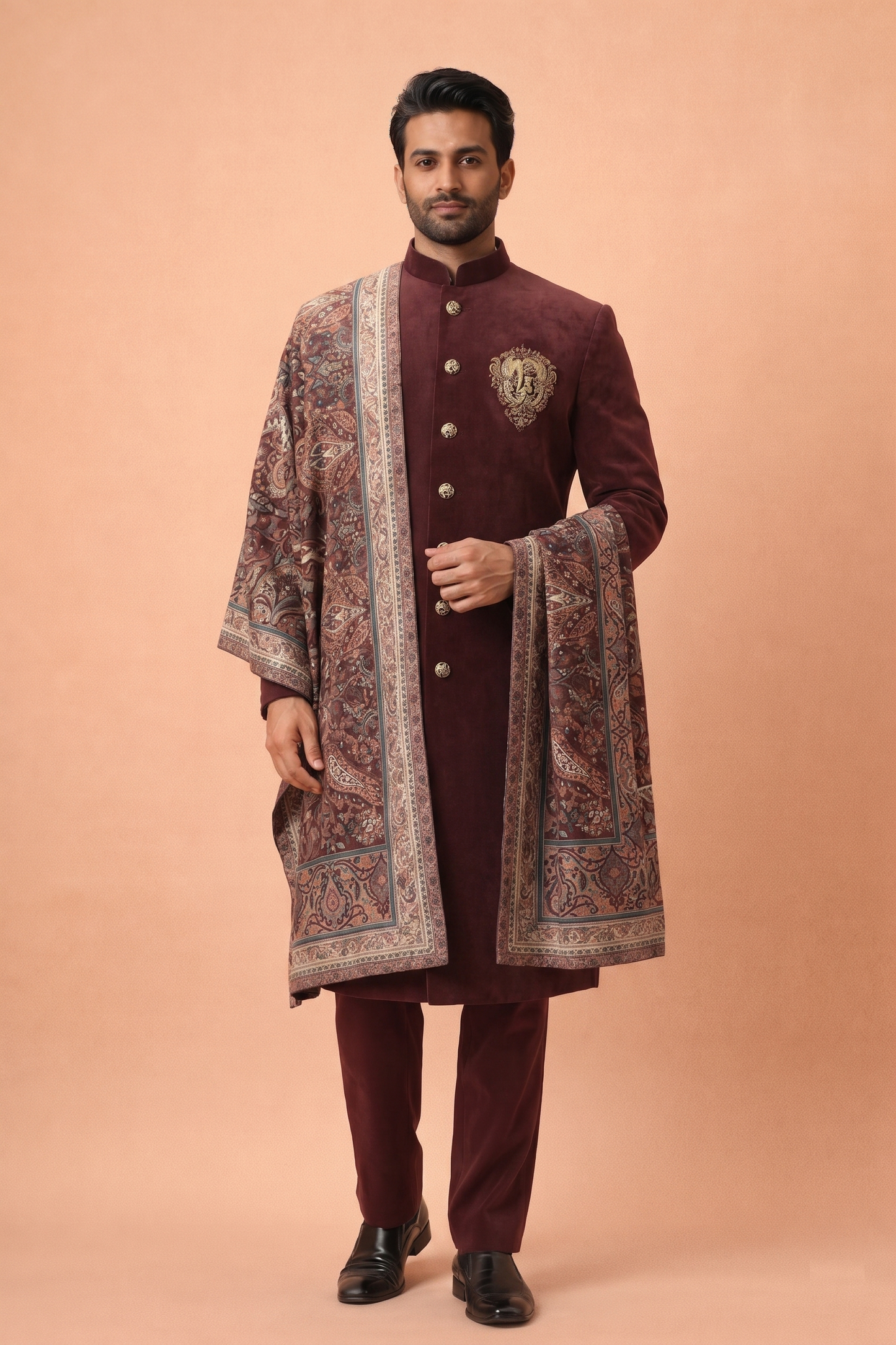 Wine Colour Indo Western(ME-MINW_9199)