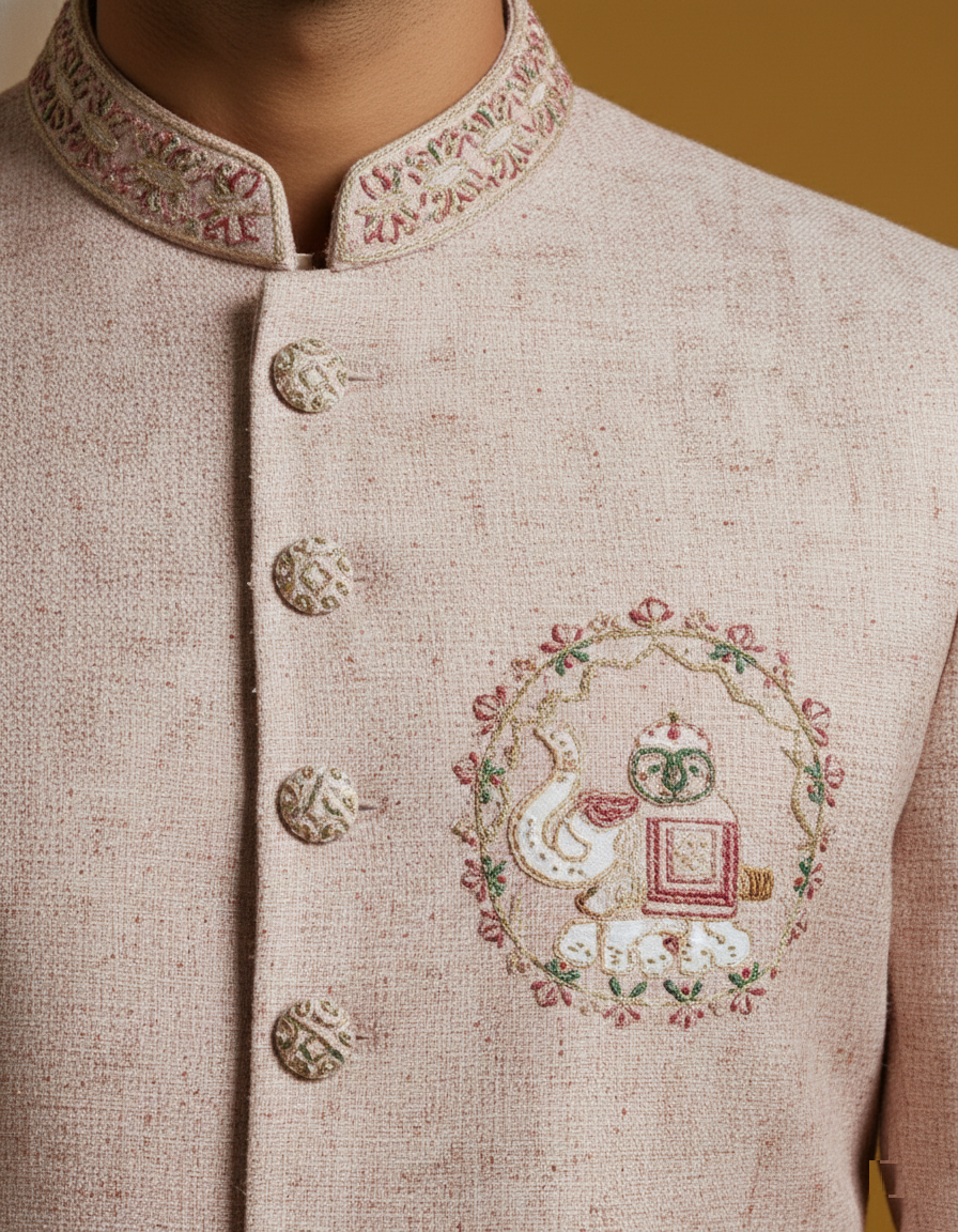 Onion Pink Colour Sherwani(ME-MSRW_91527)