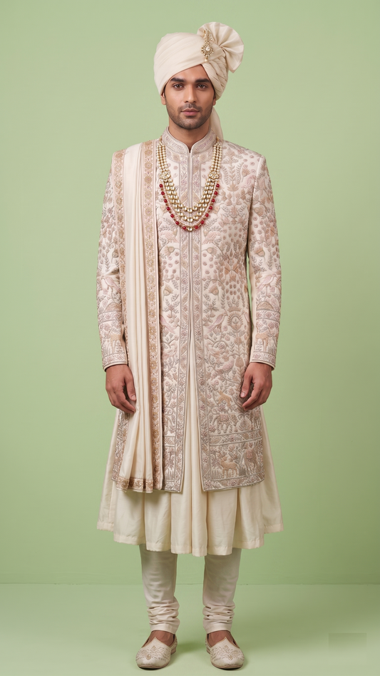 Cream Colour Sherwani(ME-MSRW_D9002)