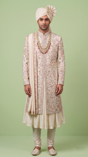 Cream Colour Sherwani(ME-MSRW_D9002)
