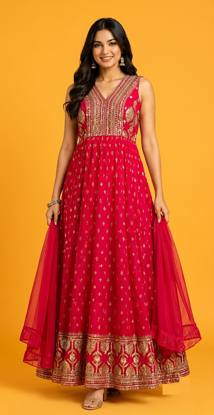 Rani Colour Anarkali Gown(LE-WANK_8135)