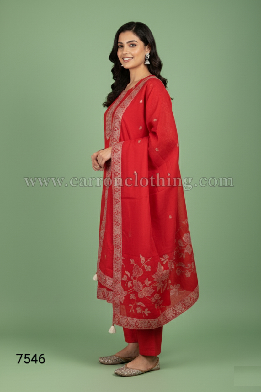 Red Colour Kurti Set(LC-WKIS_7546)