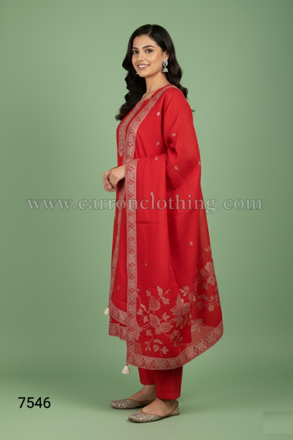 Red Colour Kurti Set(LC-WKIS_7546)