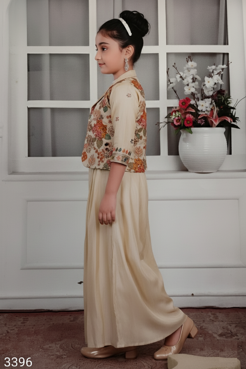 Fawn Colour Plazo Set(GE-GPZS_3396)