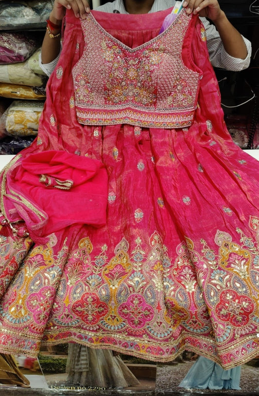 $NDUS$ Tomato Colour Ghaghra Choli(LE-WGHC_17029)