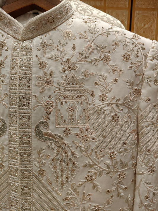 Ivory Colour Sherwani(ME-MSRW_MZ5170 W 1)