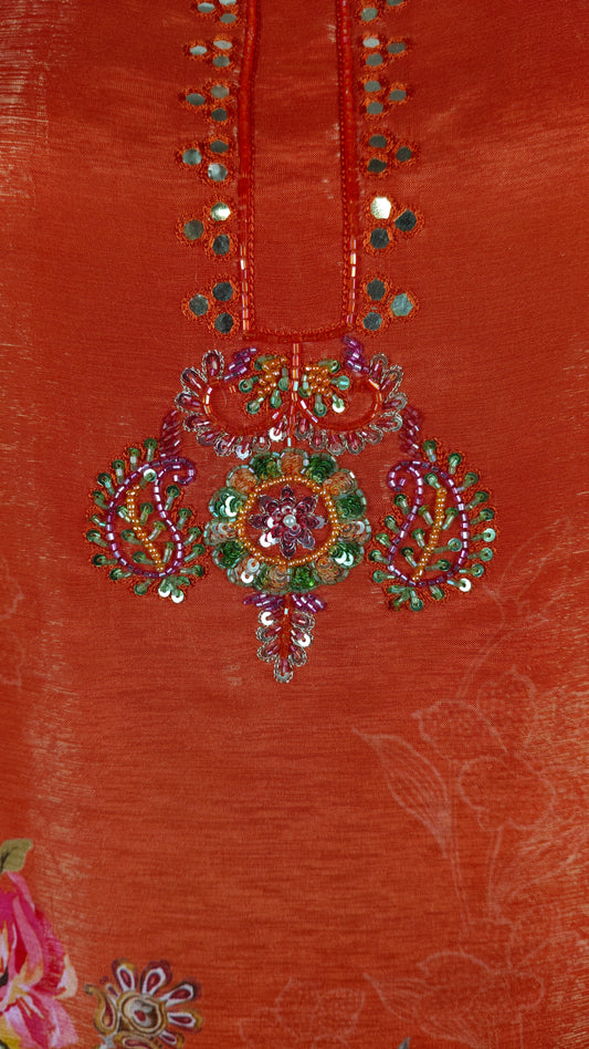 Orange Colour Kurti Set(LC-WKIS_3630 F)