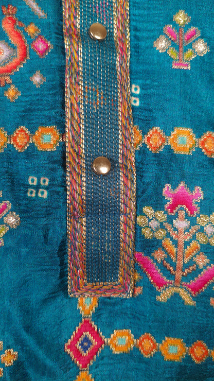Teal Blue Colour Kurta Set(ME-MKUS_4208 B)