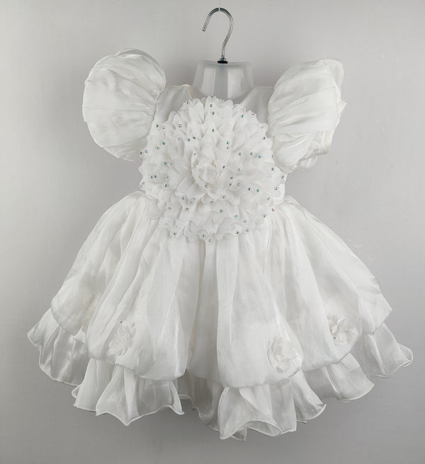 White Colour Party Frock(GE-GFRP_2820)