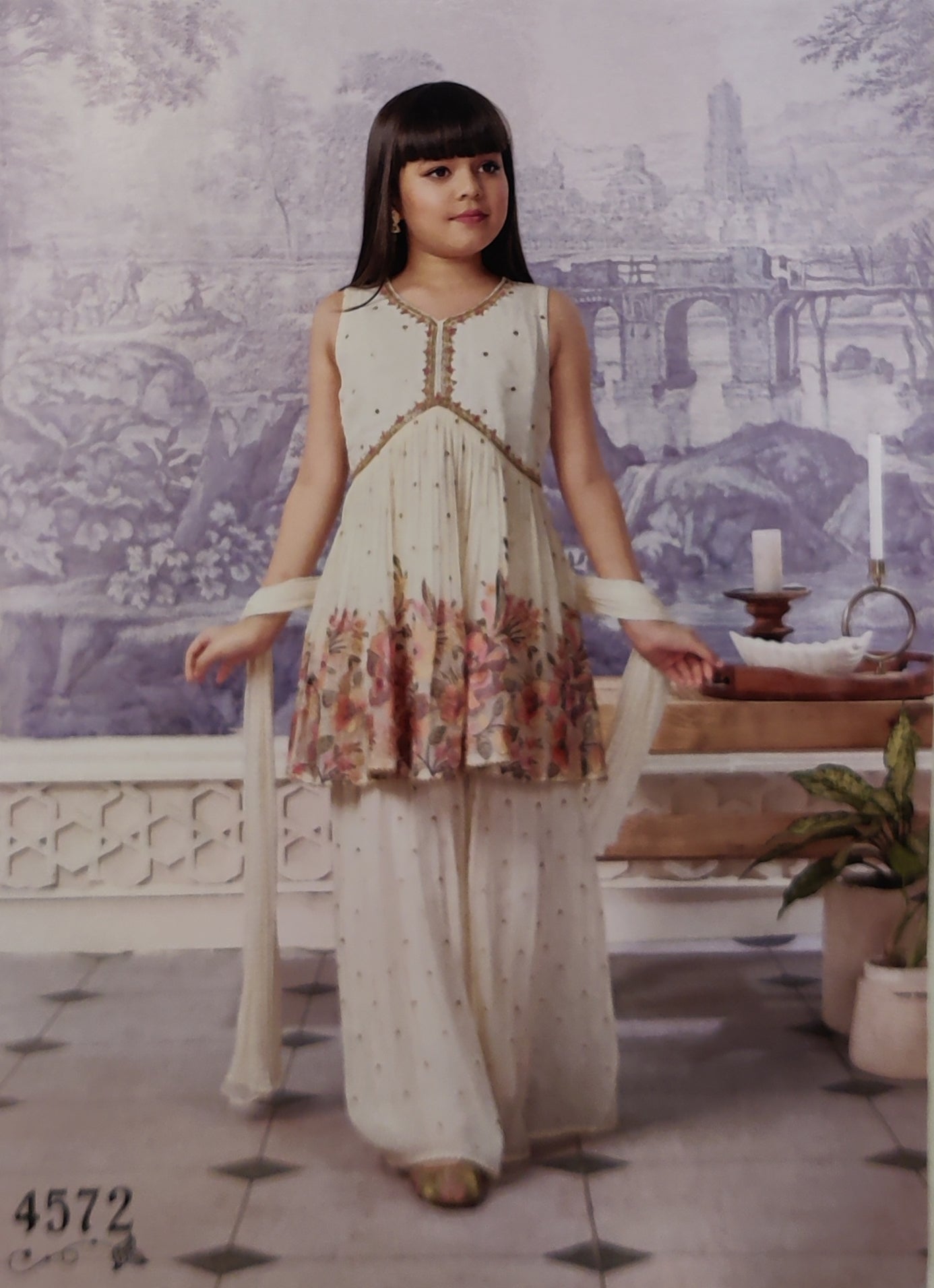 Cream Colour Gharara Set(GE-GGHS_4572)