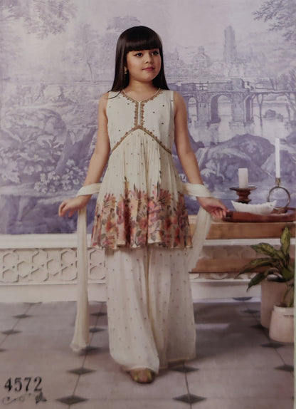 Cream Colour Gharara Set(GE-GGHS_4572)