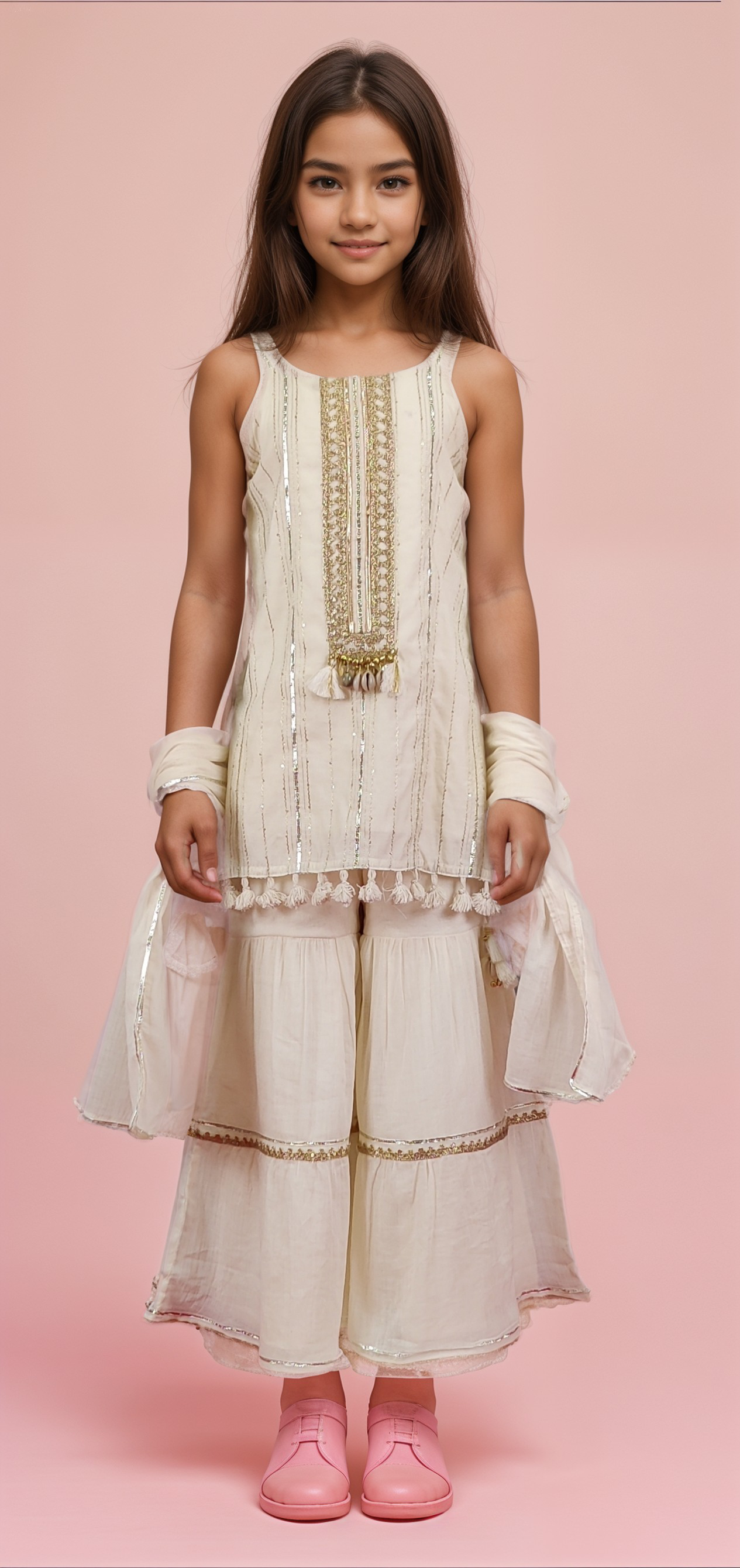 Cream Colour Gharara Set(GE-GGHS_30653)