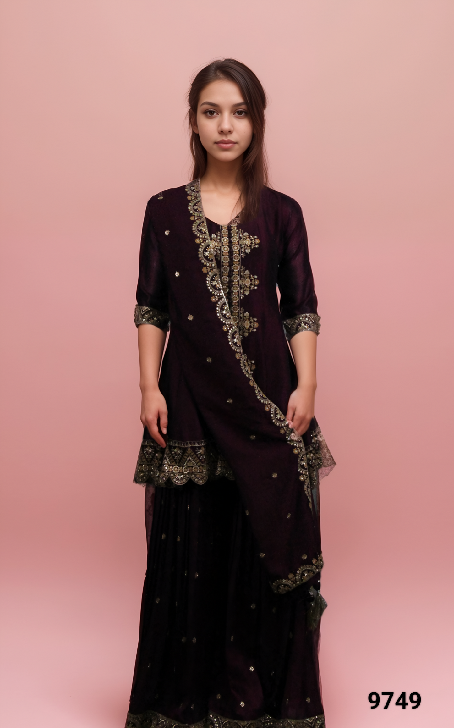 Magenta Colour Gharara Set(LE-WGHA_9749)