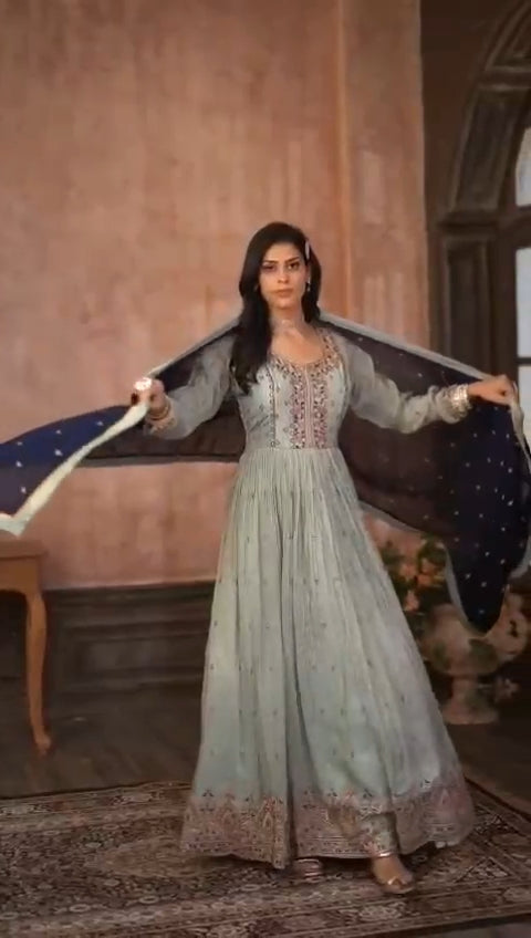 Green Colour Anarkali(LE-WANK_3141)