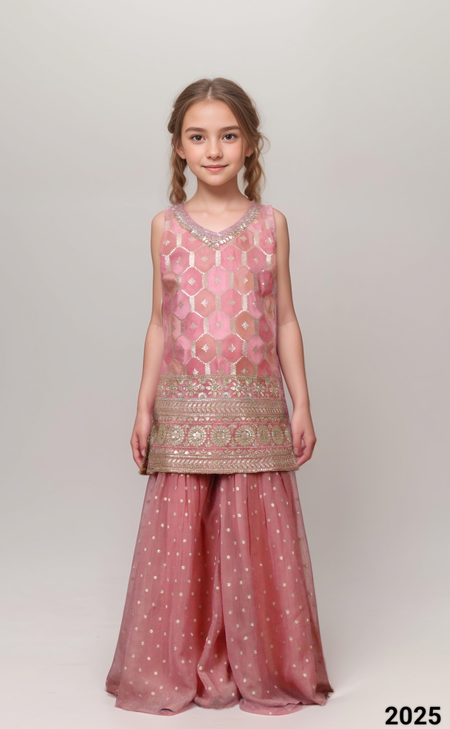 Peach Colour Gharara Set(GE-GGHS_2025)
