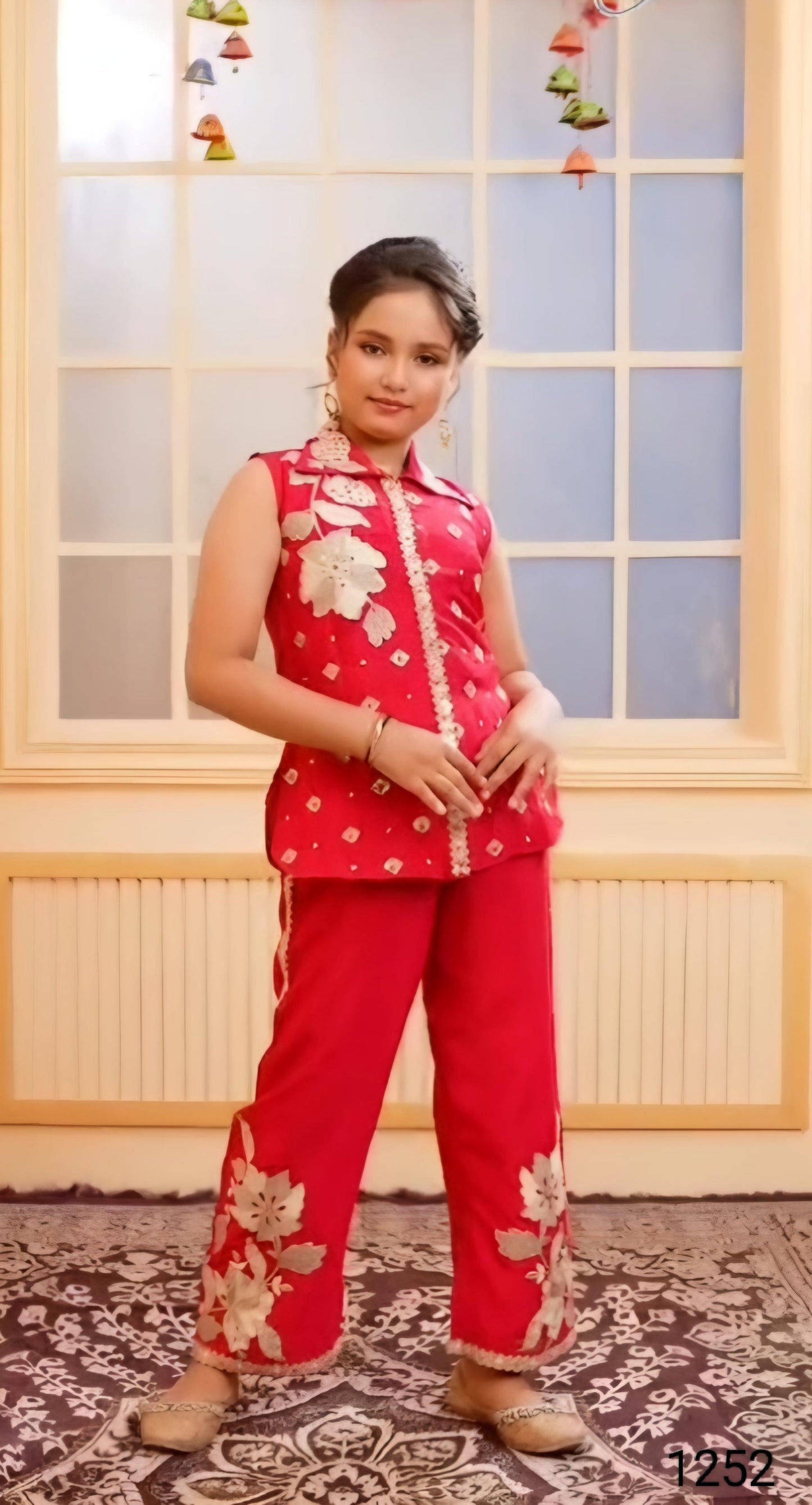 Red Colour Plazo Set(GE-GPZS_1252)