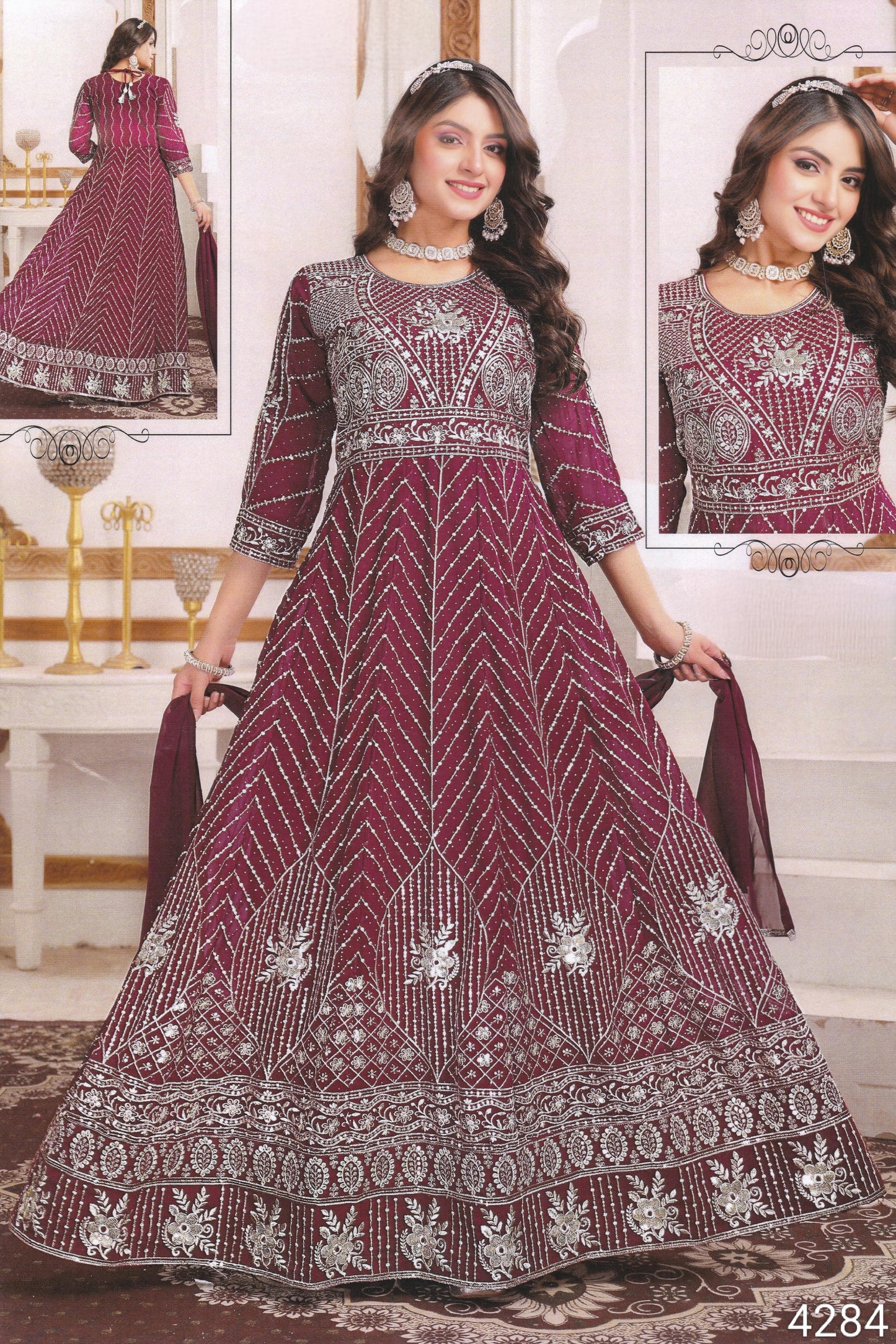 Maroon Colour Long Anarkali(LE-WANK_4284)