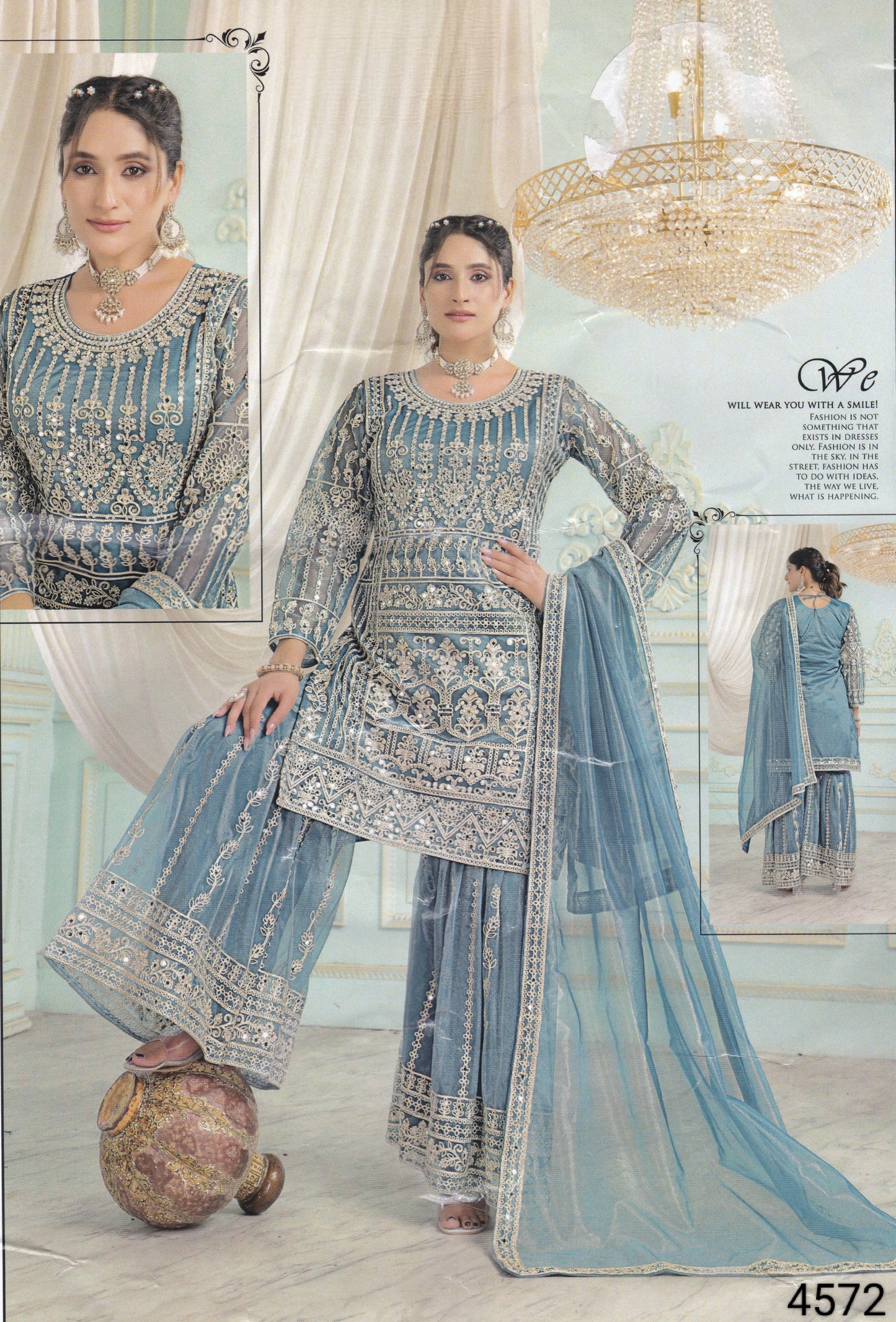 Blue Colour Gharara Set(LE-WGHA_4572)