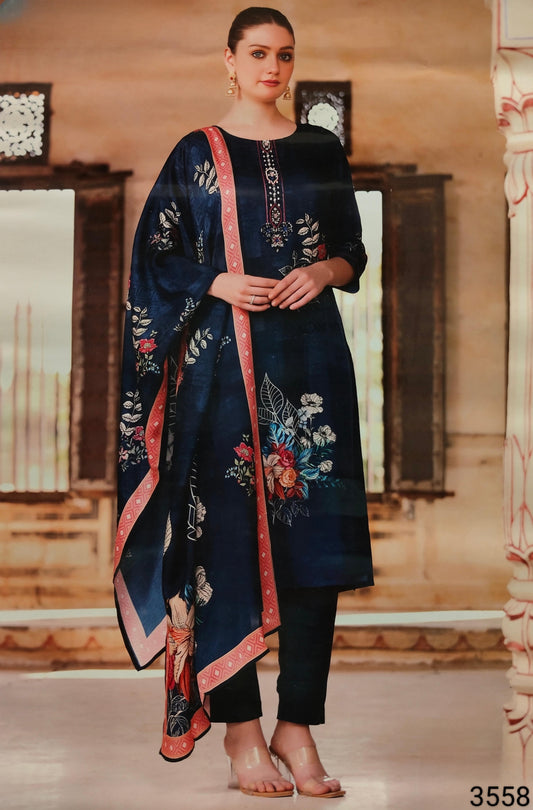 Navy Blue Colour Kurti Set(LC-WKIS_3558)