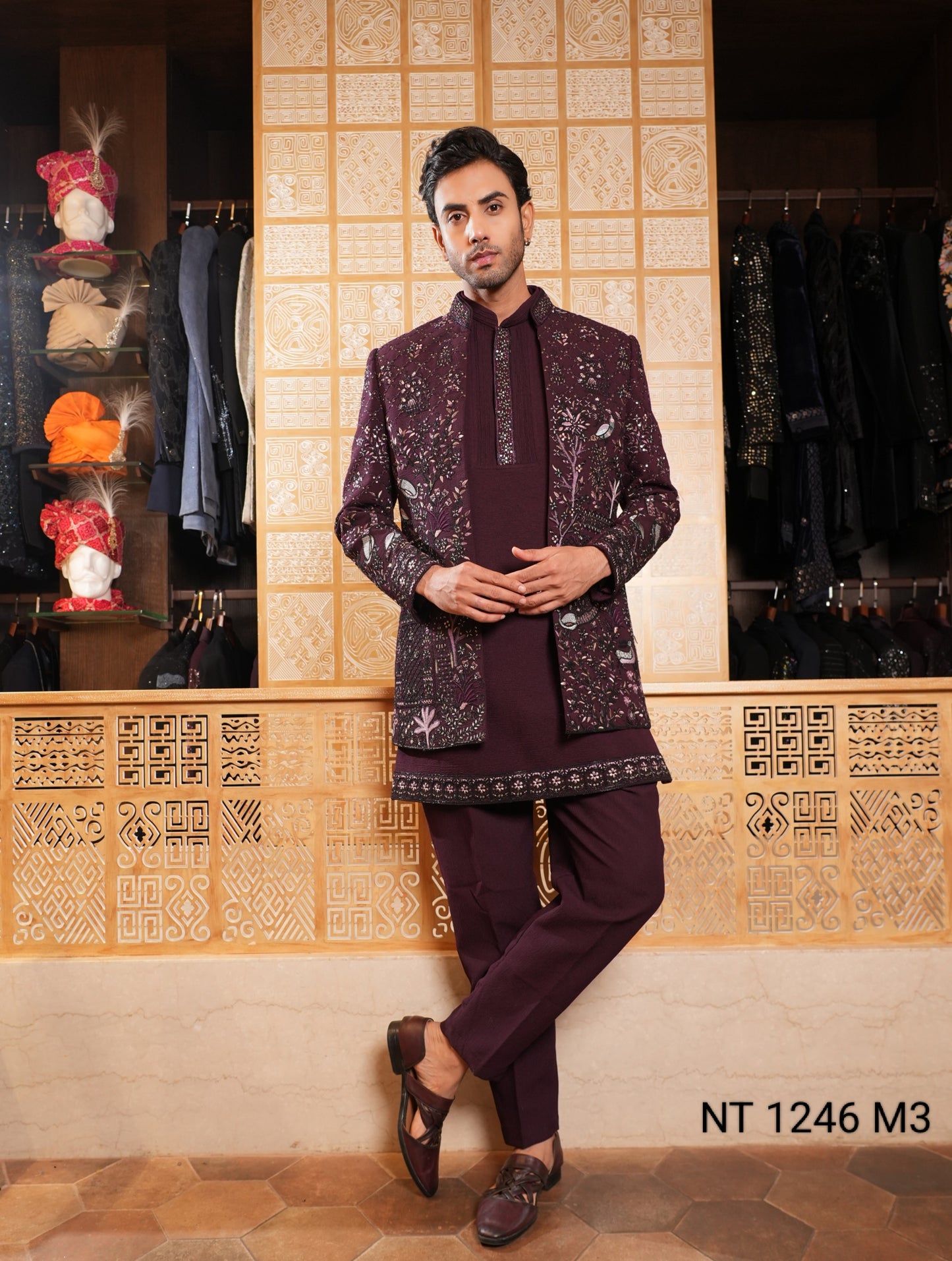 Wine Colour Indo western(ME-MINW_NT 1246 M3)