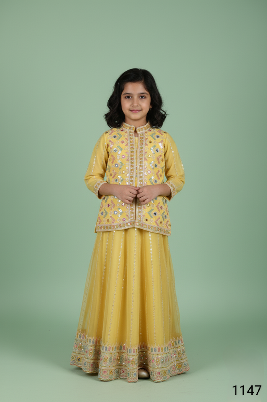 Lemon Colour Plazo Set(GE-GPZS_1147)