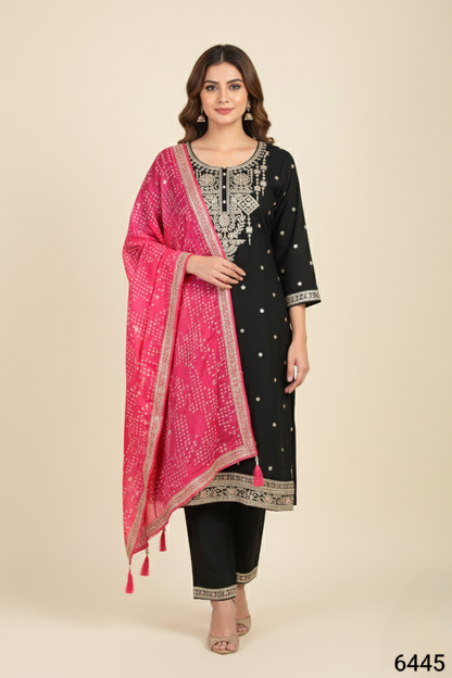 Black Colour Pant Set(LE-WPNS_6445)