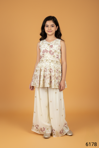 Cream Colour Plazo Set(GE-GPZS_6178)