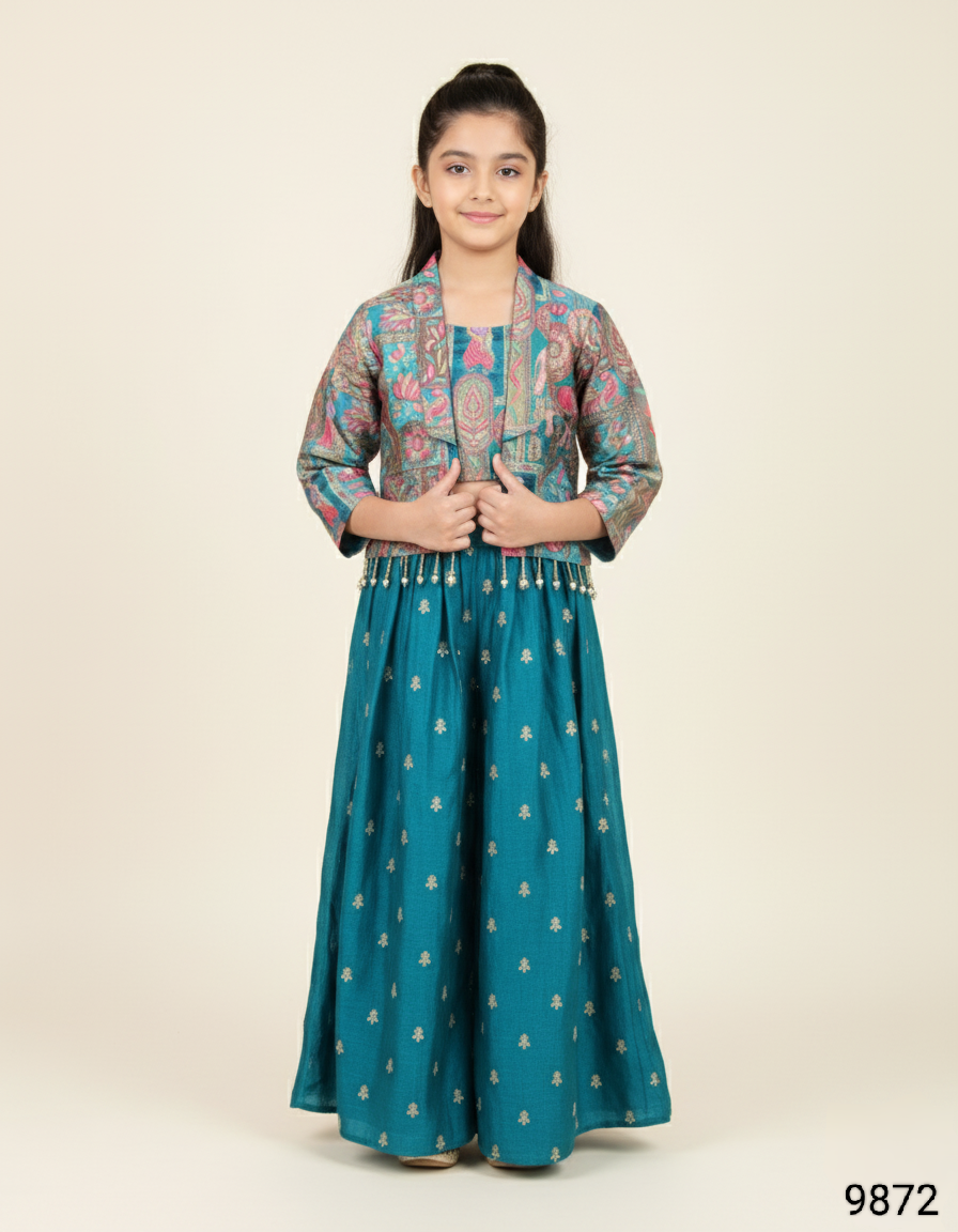 Teal Blue Colour Plazo Set(GE-GPZS_9872)