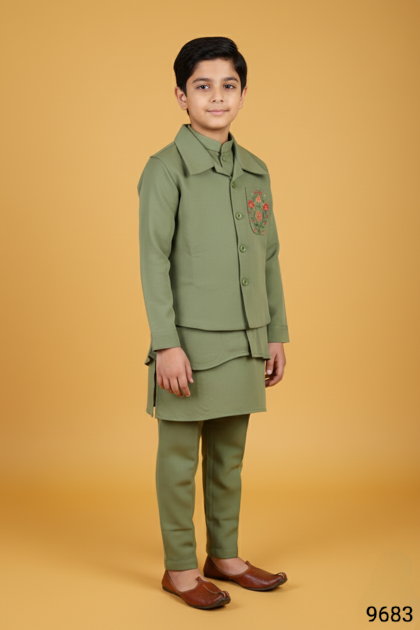 Sage Green Colour Jacket Kurta Set(BE-BBUS_9683)