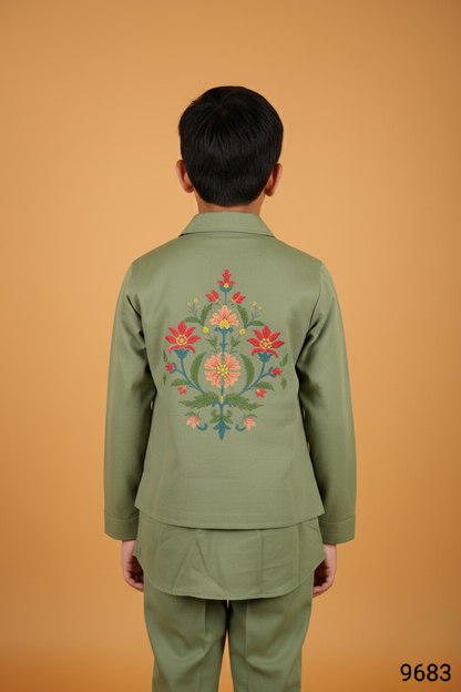 Sage Green Colour Jacket Kurta Set(BE-BBUS_9683)