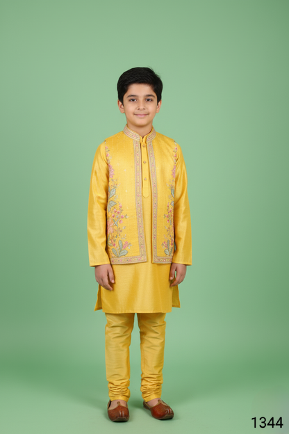 Gold Colour Jacket Kurta Set(BE-BBUS_1344)
