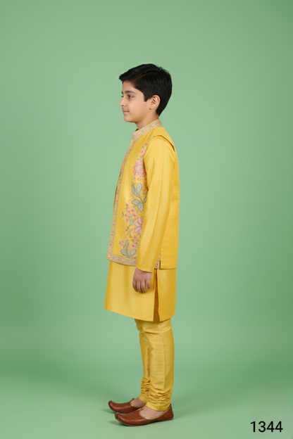 Gold Colour Jacket Kurta Set(BE-BBUS_1344)