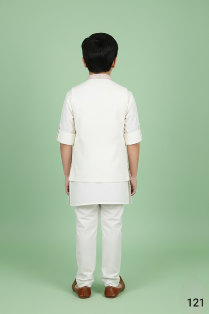 Cream Colour Jacket Kurta Set(BE-BBUS_121)