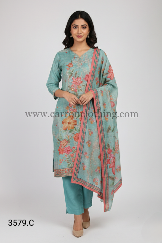 Pista Colour Kurti Set(LC-WKIS_3579.C)