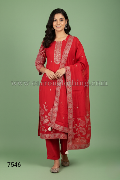 Red Colour Kurti Set(LC-WKIS_7546)
