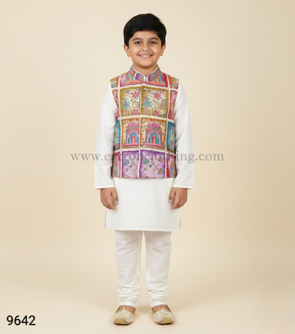 Cream Colour Jacket Kurta Set(BE-BBUS_9642)