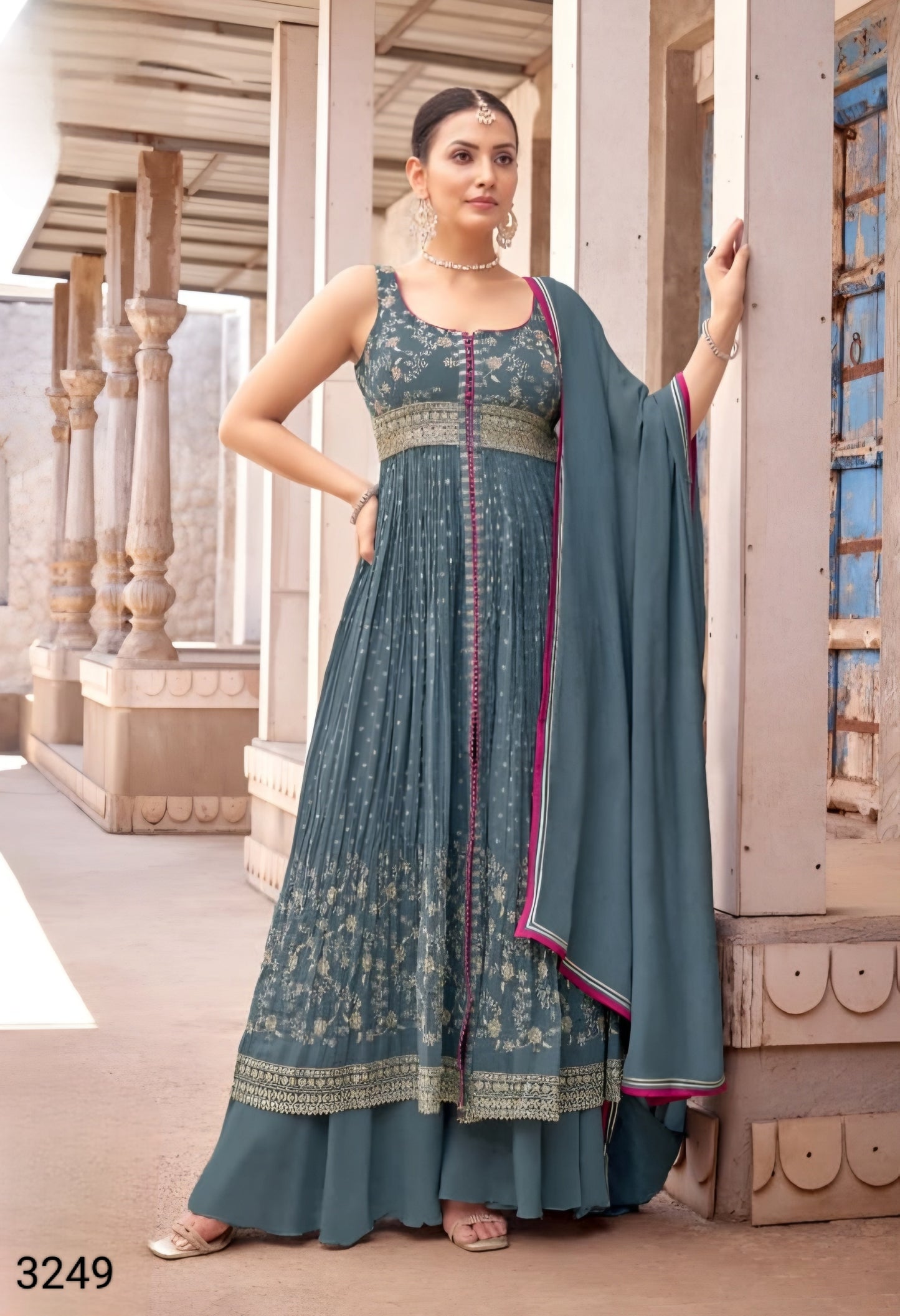 Grey Colour Plazo Set(LE-WPZS_3249)