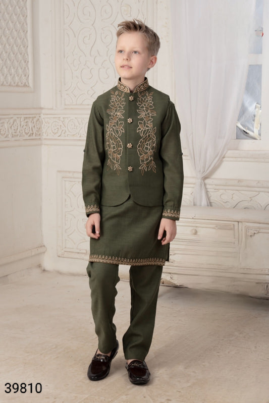 Green Colour Jacket Kurta Set(BE-BBUS_39810)