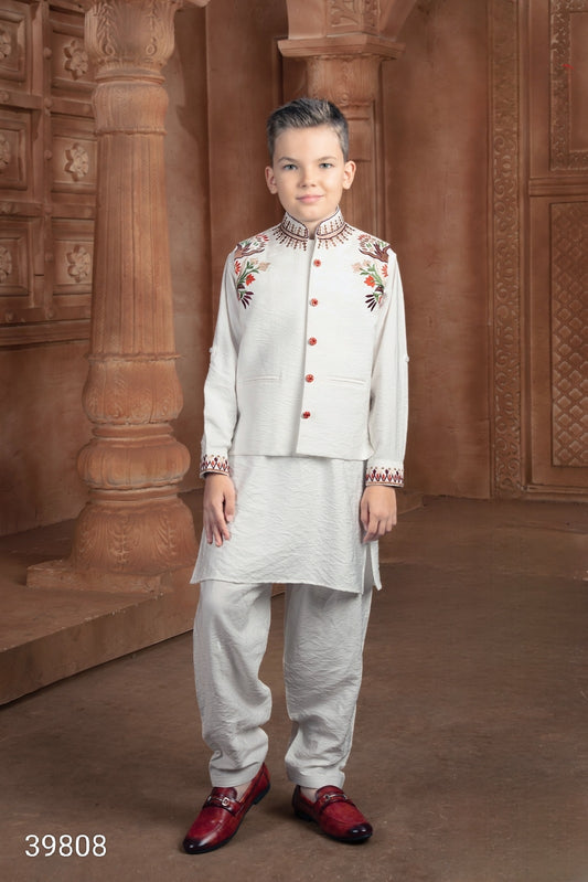 White Colour Jacket Kurta Set(BE-BBUS_39808)