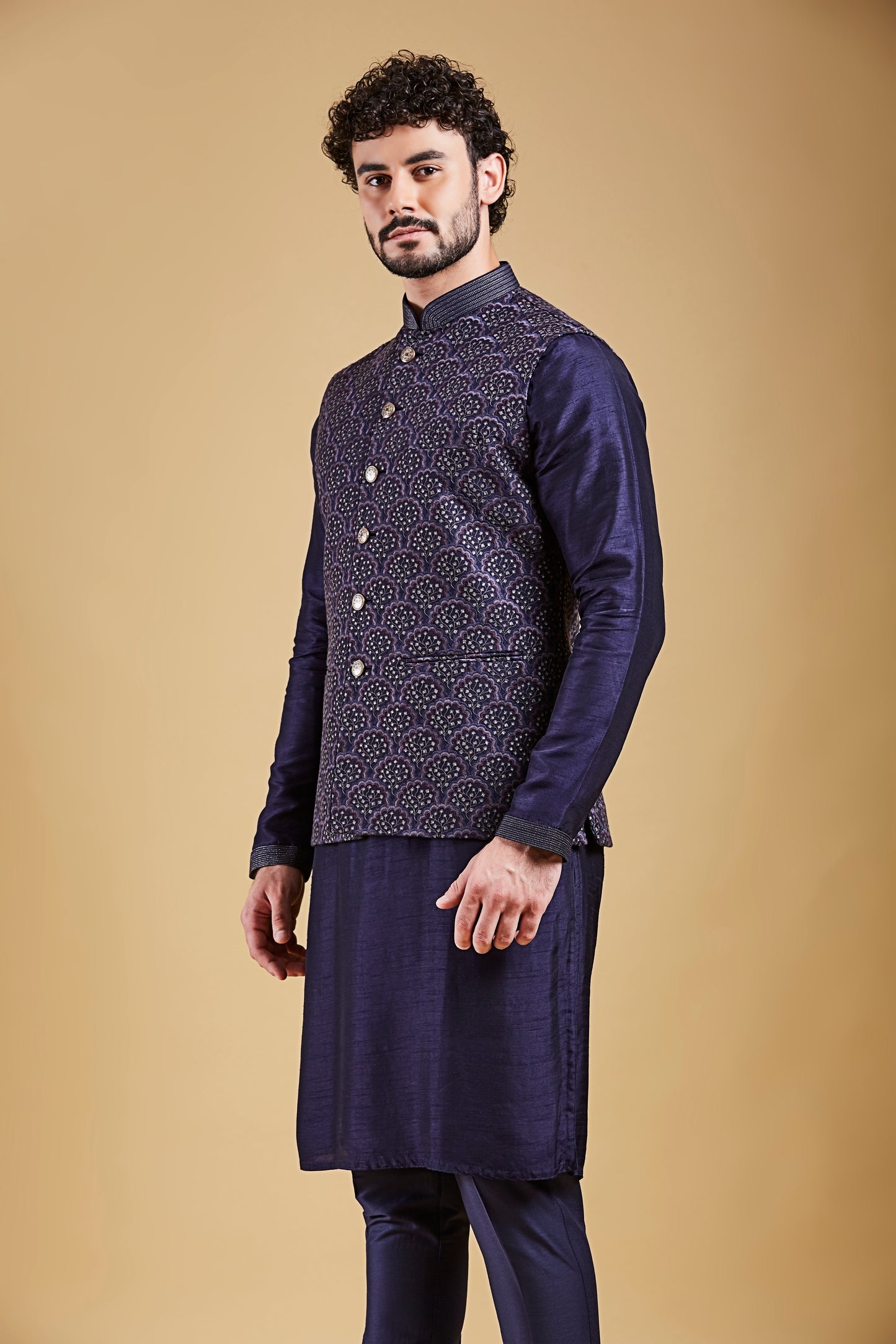 Navy Blue Colour Bundi Set(ME-MBUS_JS-327)