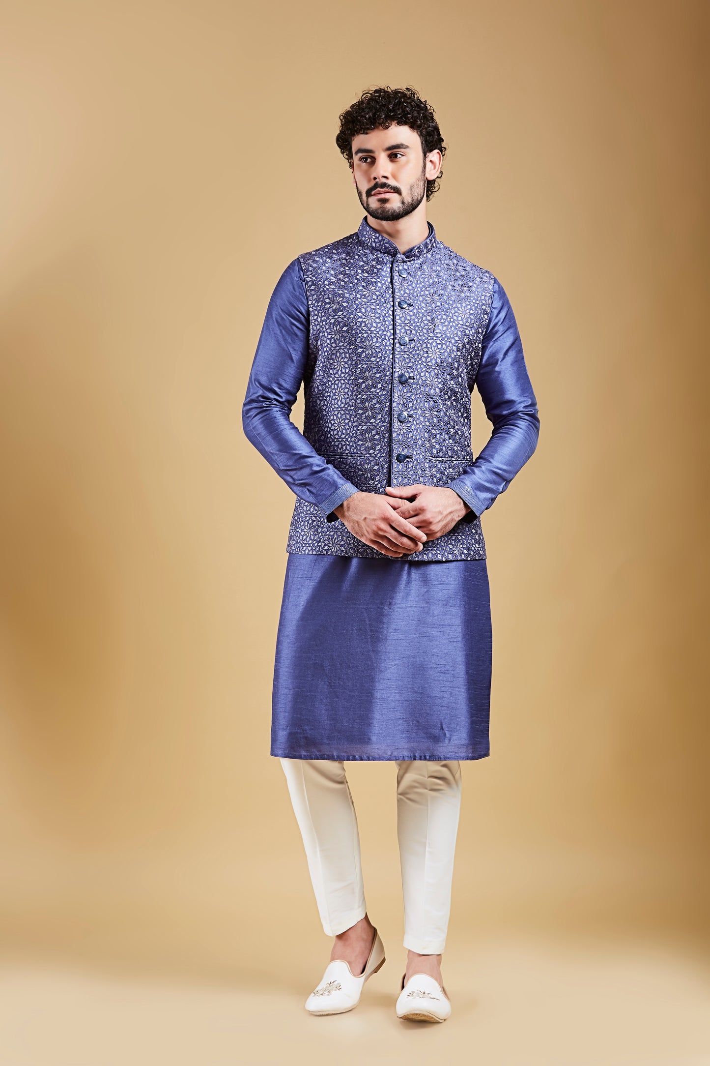 Indigo Blue Colour Bundi Set(ME-MBUS_JS-647)