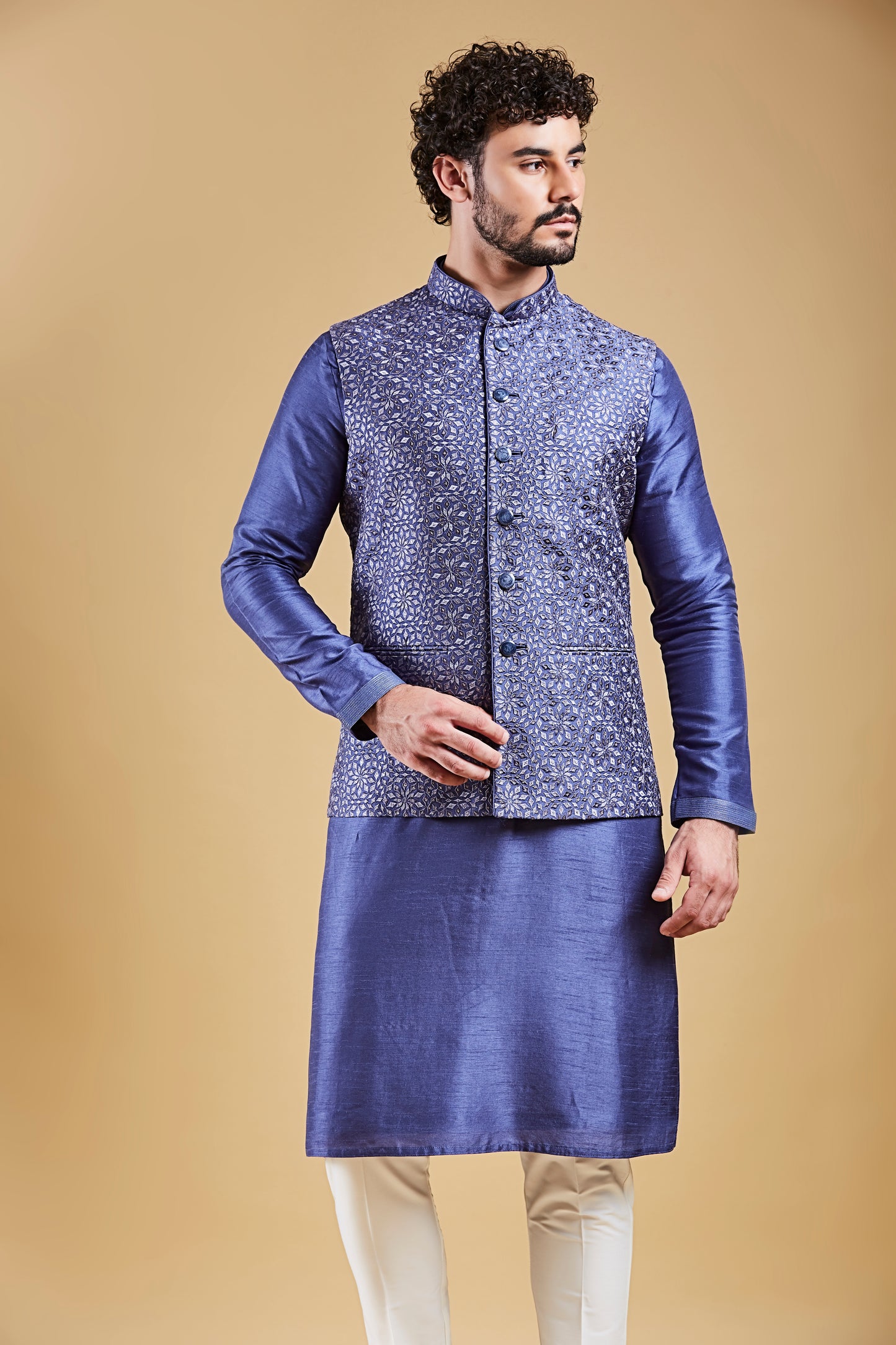 Indigo Blue Colour Bundi Set(ME-MBUS_JS-647)