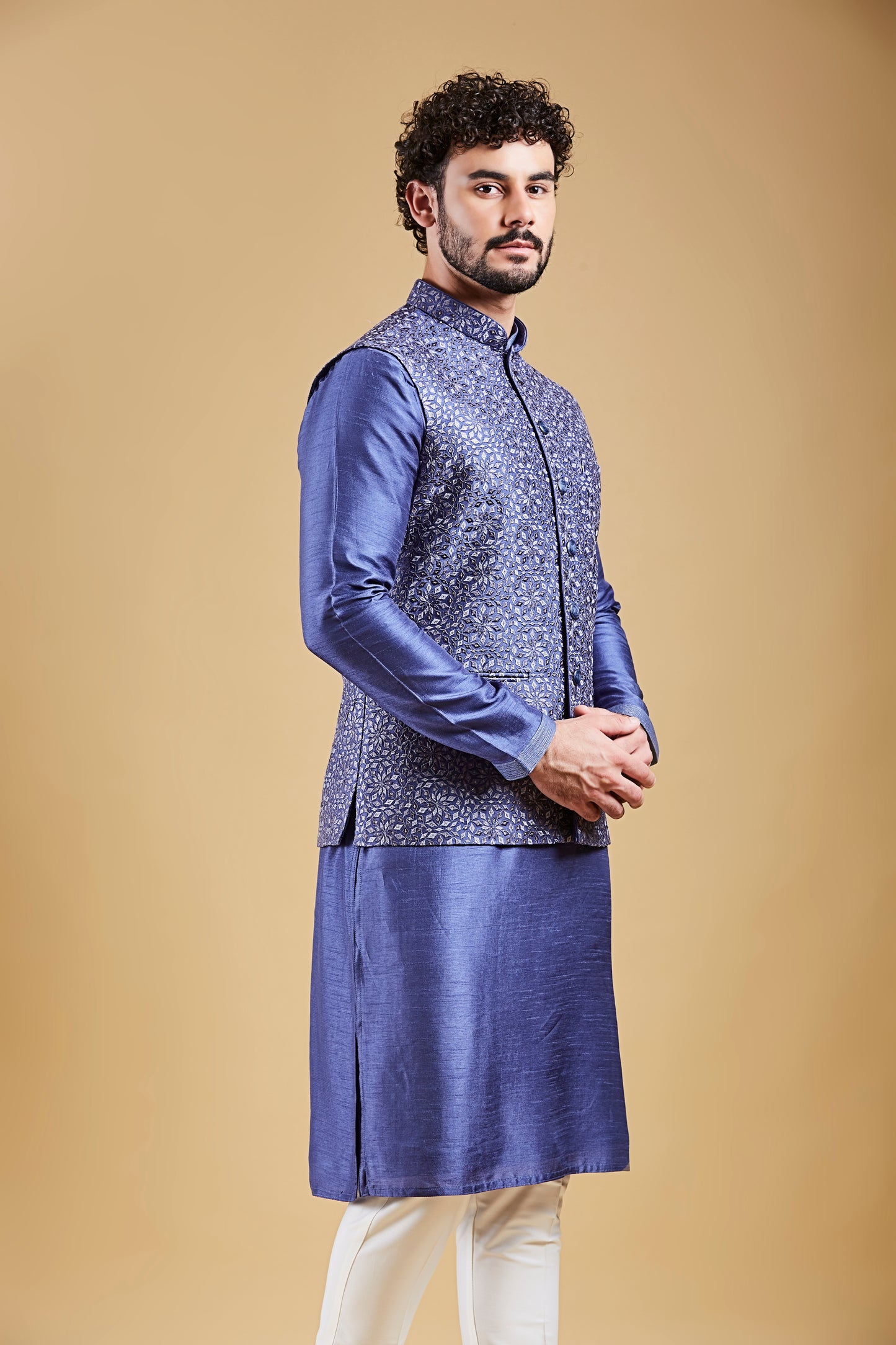 Indigo Blue Colour Bundi Set(ME-MBUS_JS-647)
